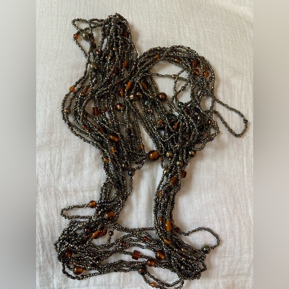 Bohemian Earth Tone Multi Strands Glass‎ Seed Beads Necklace - Picture 10 of 10